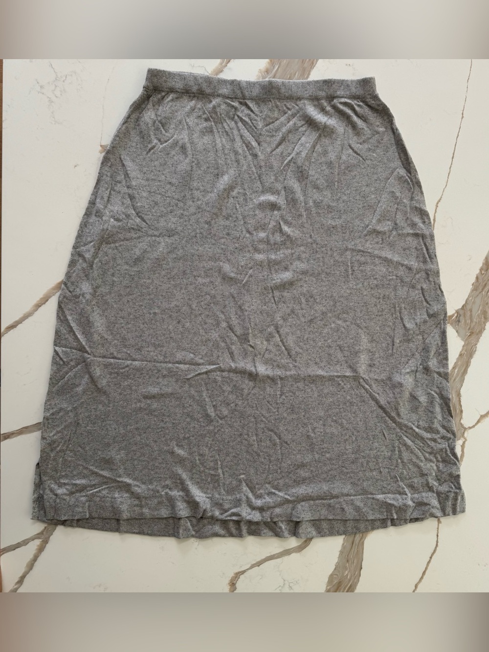Silk Cashmere A-Line Midi Skirt 2X Gray David Dart Quiet Luxury